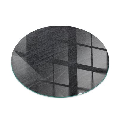 Fireplace Floor Protection Plate for Stove, 50 cm, Tempered Glass, Natural Stone Texture