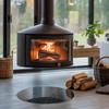 Fireplace Floor Protection Plate for Stove, 50 cm, Tempered Glass, Natural Stone Texture view 3