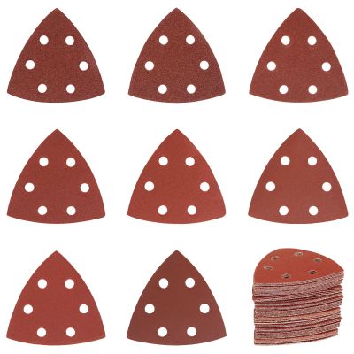 120-Piece Triangle Sander Sandpaper, 90 x 90 x 90 mm, 6-Hole Hook-and-Loop, 40–400 Grit