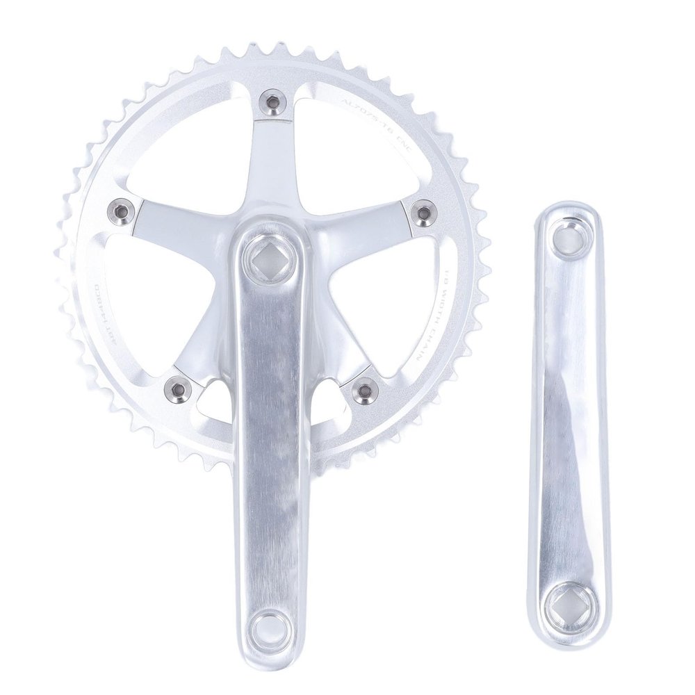 Bognajin Aluminum Alloy Crankset, 144 BCD, 48T, CNC-Milled Crank Arm Set, Silver