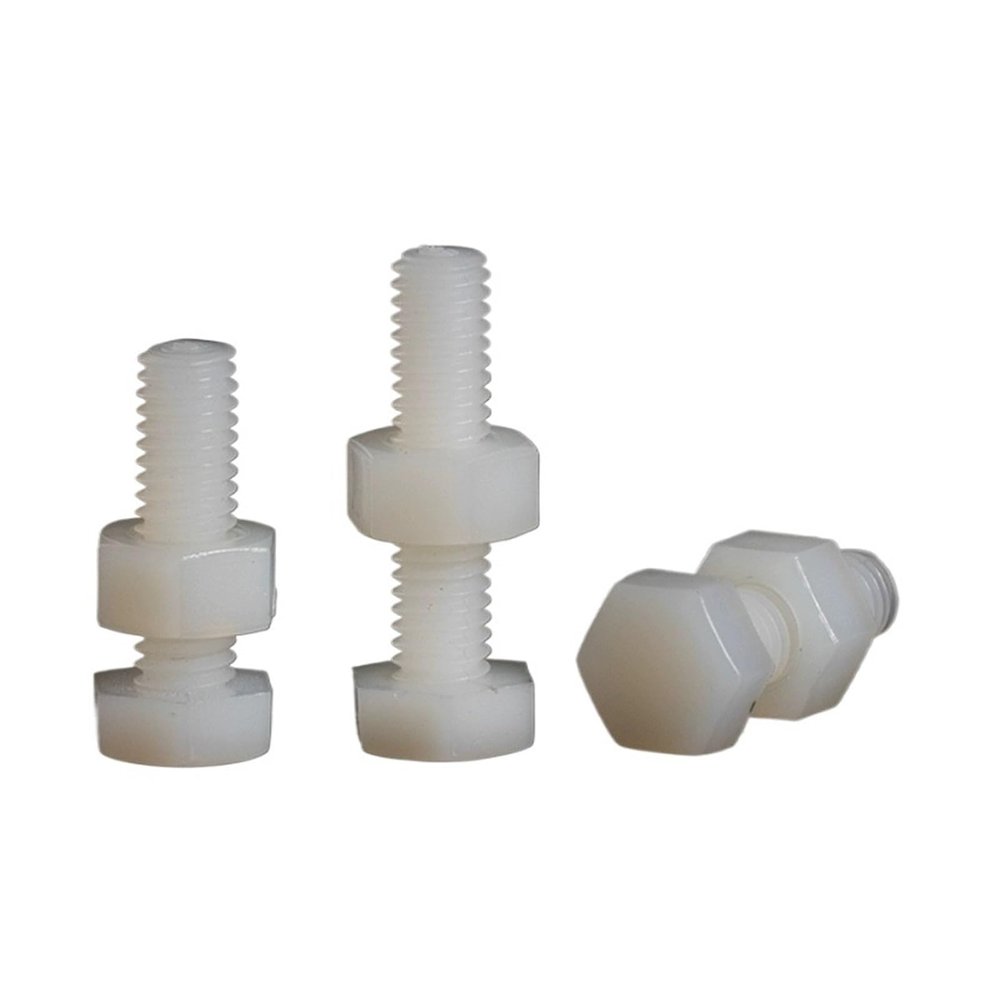 Aqxypas M3 M4 M5 M6 M8 M10 M12 White Nylon External Hex Screws and Hex Nuts, Insulated Plastic Screw Set (12 mm)