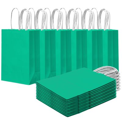 Gcardist 24-Pack Small Gift Bags with Handles, Sea Green, 8.3 x 6 x 3.15 in