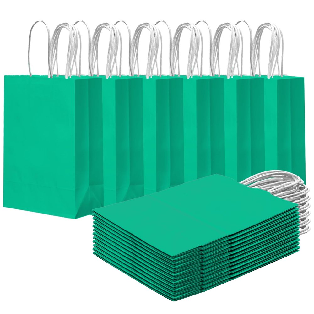 Gcardist 24-Pack Small Gift Bags with Handles, Sea Green, 8.3 x 6 x 3.15 in