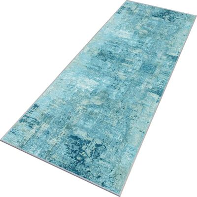 RGLXING Blue Washable Non-Slip Runner Rug, 60 x 500 cm