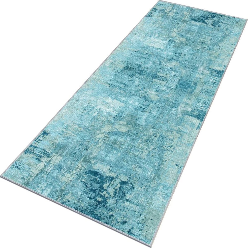 RGLXING Blue Washable Non-Slip Runner Rug, 60 x 500 cm