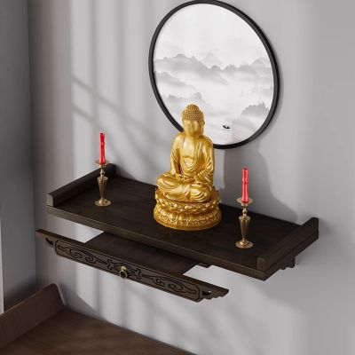 CHFANGHEJUFU Wall-Mounted Buddha Shrine Altar Table with Drawer