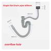 Kitchen Sink U-Shaped Drain Pipe, Single Slot, Double Slot, Drainboard, Filter, Deodorizing Drain Hose, Bathroom Parts (B) view 2