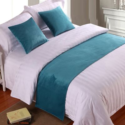 Luxurious Blue Velvet Bed Runner, 210 x 50 cm