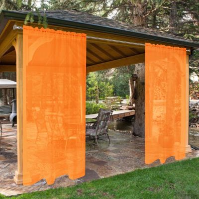 SpaceDresser Sheer Outdoor Curtains, Waterproof, 4 Panels, Rod Pocket, Voile, 52 x 96 in, Orange
