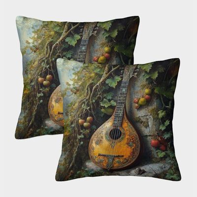 kaiyun 2-Pack 16 x 16 in Square Decorative Pillow Covers, Magical Pipa Design