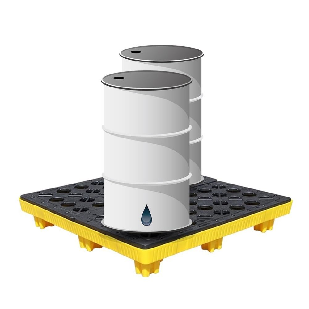 IBOWZ Spill Containment Platforms, Spill Pallets, Modular Platforms with Grating, Leak-Proof Plastic Pallets
