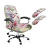 ZIATUBLES Office Chair Cover with 2 Removable Armrest Covers, Hummingbird Pink Floral Print, High Back, Swivel Chair Protector view 1