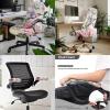 ZIATUBLES Office Chair Cover with 2 Removable Armrest Covers, Hummingbird Pink Floral Print, High Back, Swivel Chair Protector view 2