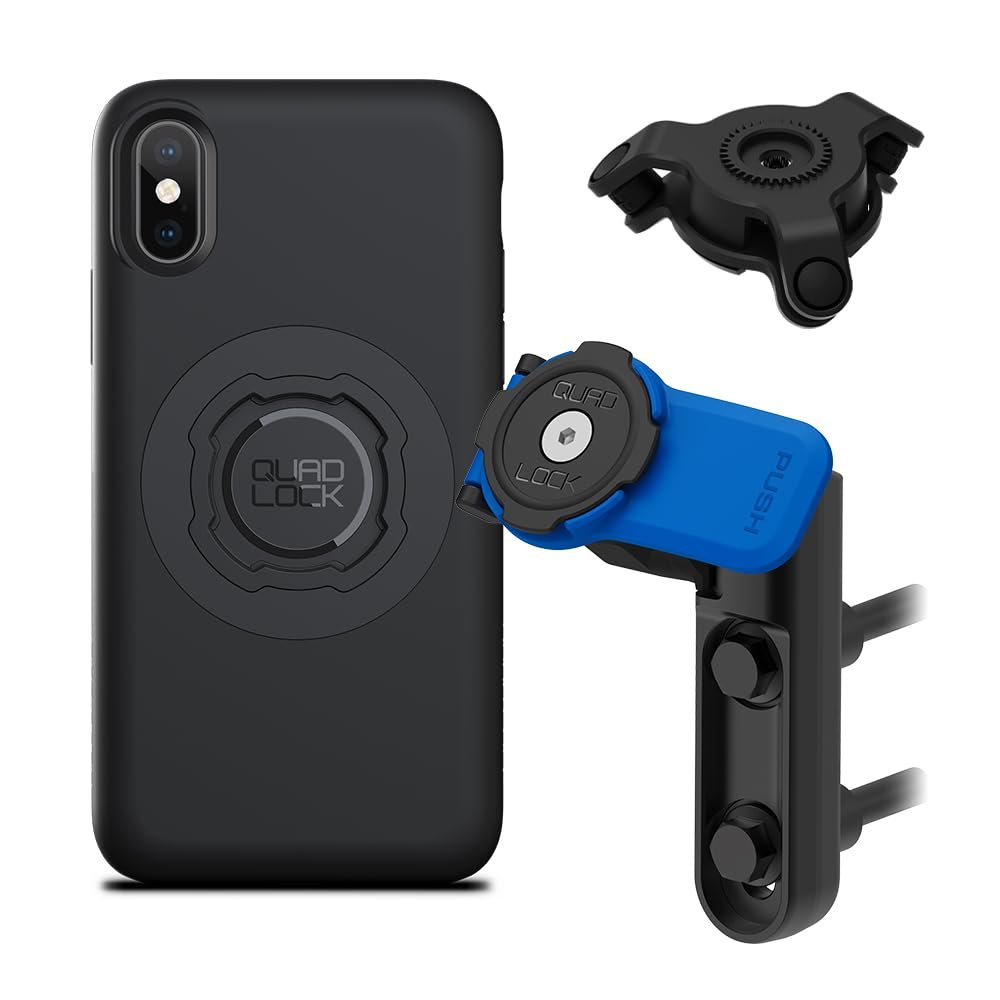 QUAD LOCK Brake Reservoir Clamp Motorcycle Phone Mount with Vibration Dampener and MAG Case for iPhone X/XS
