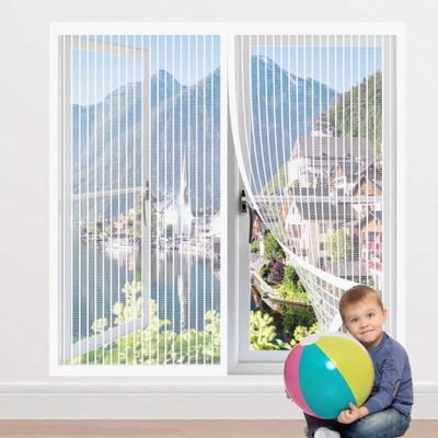 Custom-Fit Magnetic Insect Screen for Windows, 112 x 86 cm, White