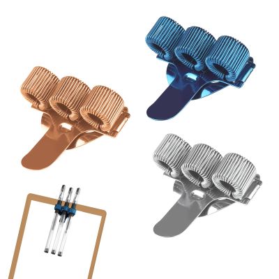 3-Pack Stainless Steel Adjustable 3-Hole Pen Holders for Nurses – Navy, Rose Gold & Silver