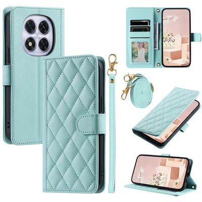 Flip Wallet Case with Strap for Xiaomi Redmi Note 14 Pro 4G, PU Leather, Light Green