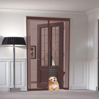 Magnetic Screen Door 125 x 230 cm, No-Drill, Brown