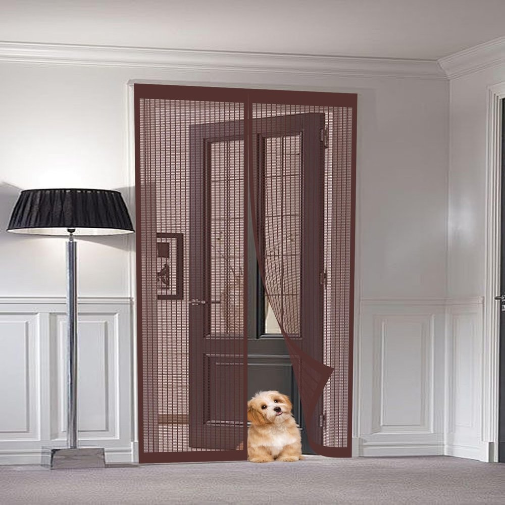 Magnetic Screen Door 125 x 230 cm, No-Drill, Brown