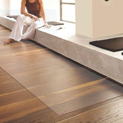 Durable Transparent Floor Protection Mat, Wipeable, Cuttable, 100% Transparent, 100 cm x 550 cm