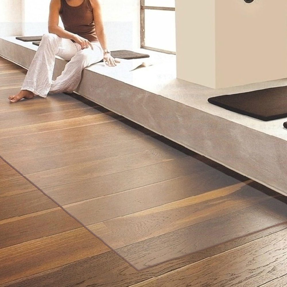 Durable Transparent Floor Protection Mat, Wipeable, Cuttable, 100% Transparent, 100 cm x 550 cm