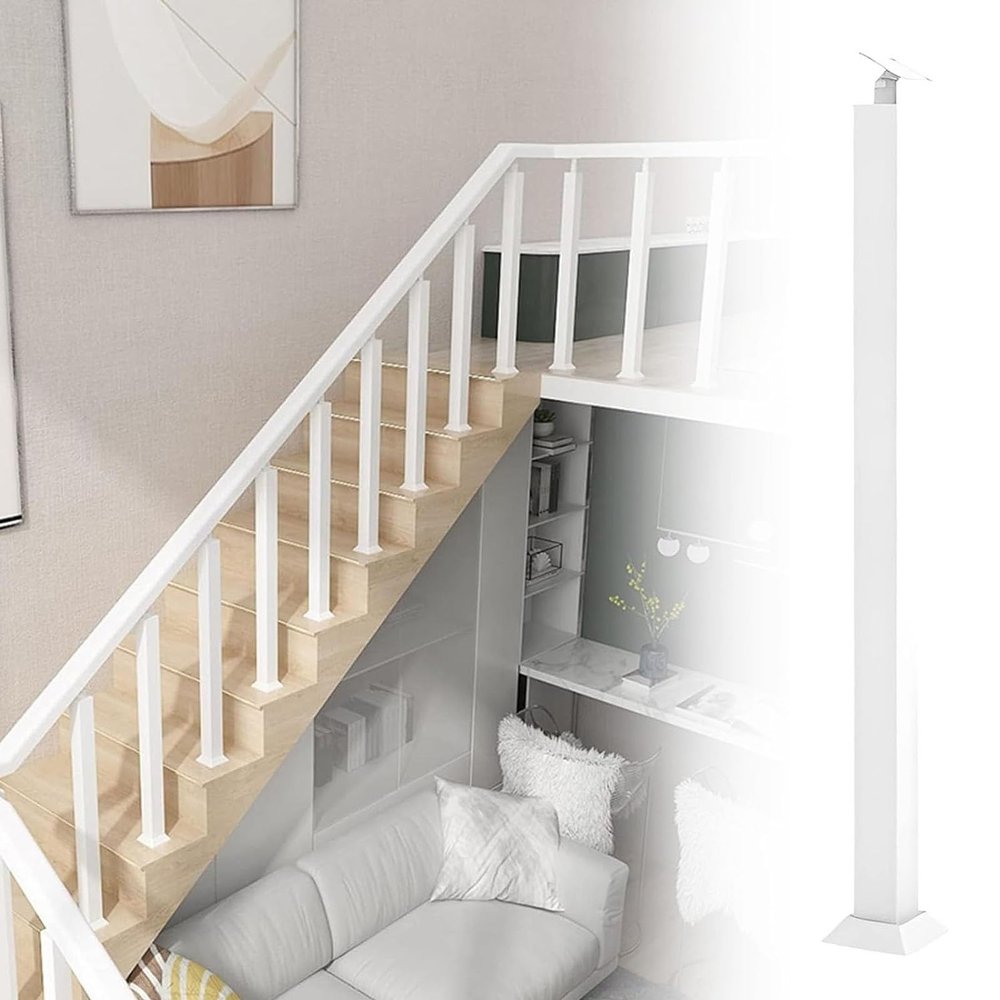 Adjustable Metal Stair Railing Spindles with 270° Angle, Square-Tube Railing Spindles for Decks, Steps, Gardens, and Outdoor Stairs