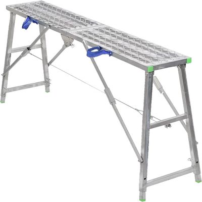 LwsCUiH Folding Adjustable Galvanized Steel Work Platform, 140 cm