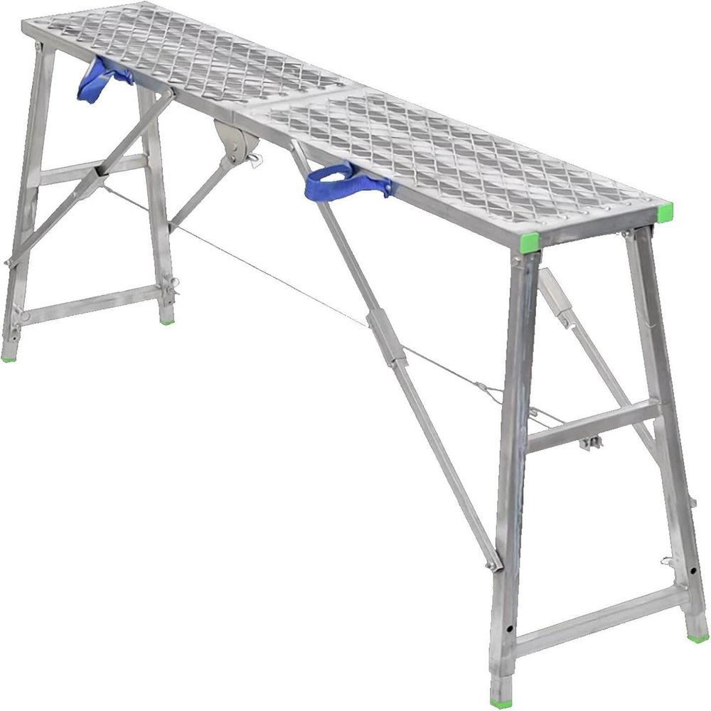 LwsCUiH Folding Adjustable Galvanized Steel Work Platform, 140 cm