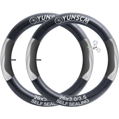 YunSCM 2-Pack Self-Sealing 26 x 3.0/3.5 Bike Tubes, 32 mm Schrader Valve