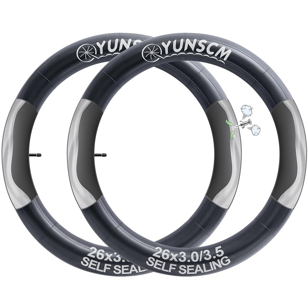 YunSCM 2-Pack Self-Sealing 26 x 3.0/3.5 Bike Tubes, 32 mm Schrader Valve