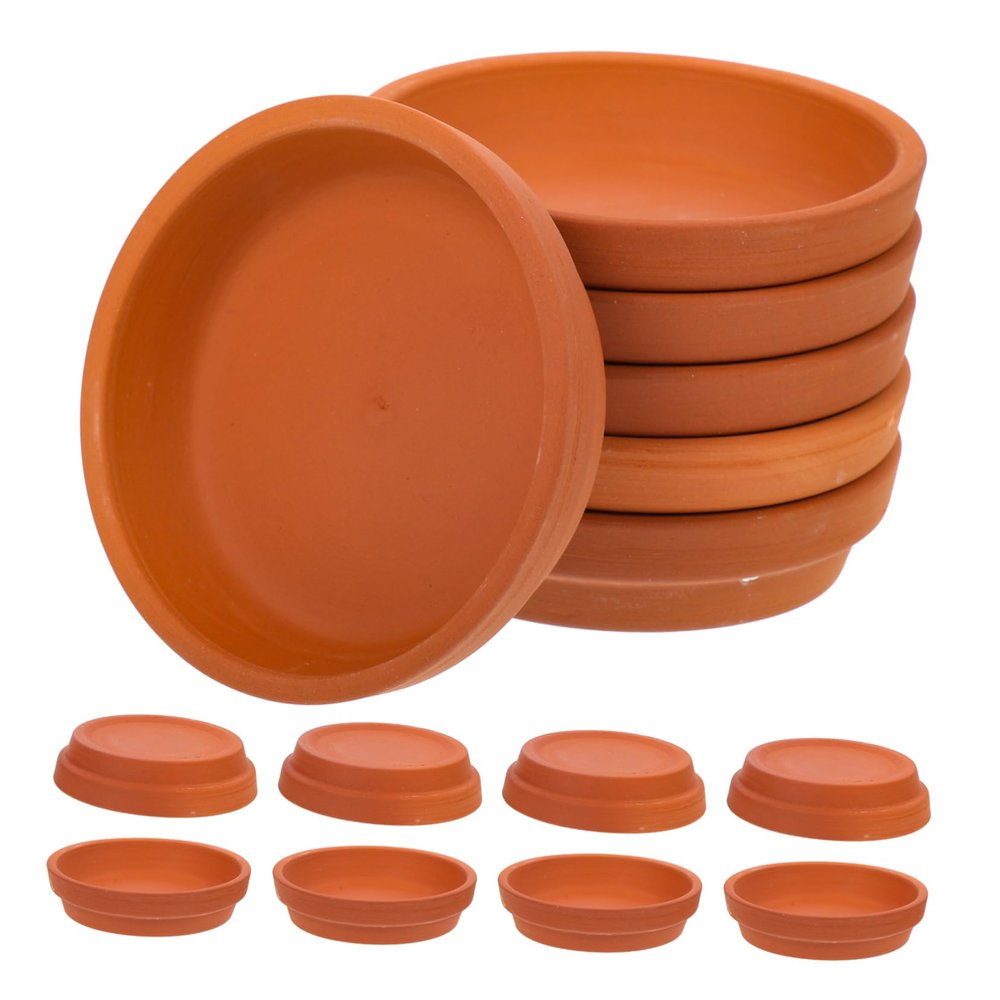 PartyKindom Red Terracotta Plant Pot Saucers, Round, 10-Pack