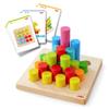 HABA Cylinder Peg Board Game, Ages 2+, 30 Colorful Wooden Blocks & 10 Template Cards, 2012246001 view 1