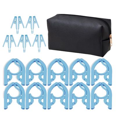 Foldable Travel Hangers, 10-Pack with Clips and Storage Bag