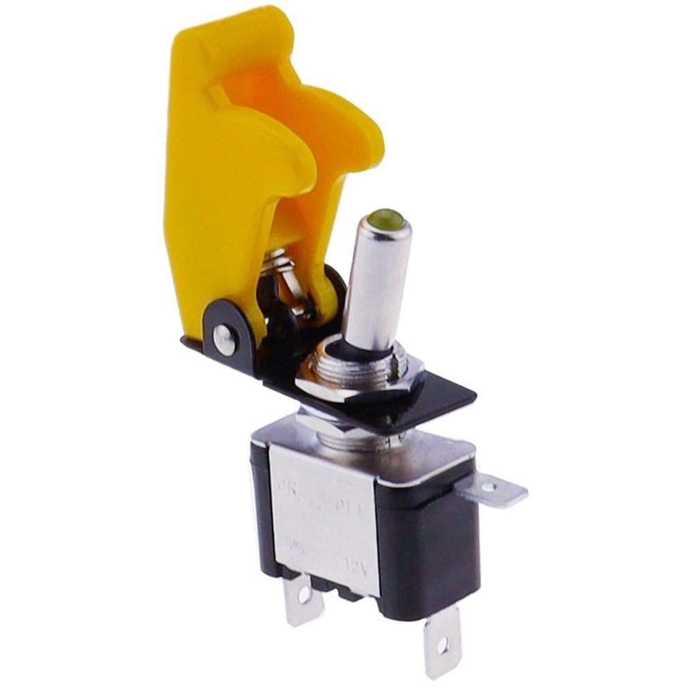 ONECMN Illuminated Aircraft Missile-Style Rocker Switch, 12 V, 20 A, Dark Yellow