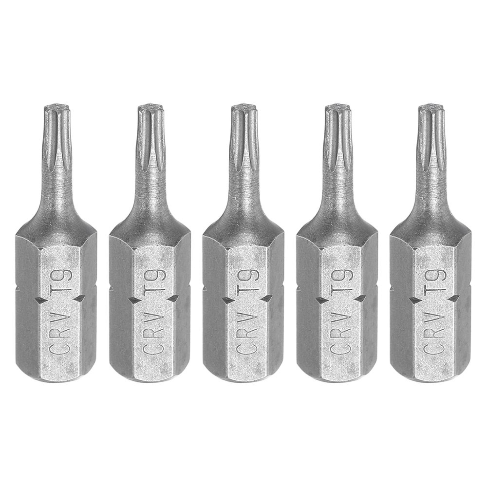 sourcing map T9 Torx Screwdriver Bits, 1/4-Inch Hex Shank, Magnetic Head, 25 mm, CR-V Steel, 5-Piece Set