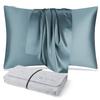 DISANGNI 100% Natural Mulberry Silk Pillowcase for Hair and Skin, Hidden Zipper, Double-Sided 22 Momme Silk, 1 Piece, 50 x 80 cm, Blue Gray view 1