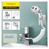 Kitchen Faucet Diverter Valve Adapter with Shower Head Sprayer, Silver, 3 Modes view 2
