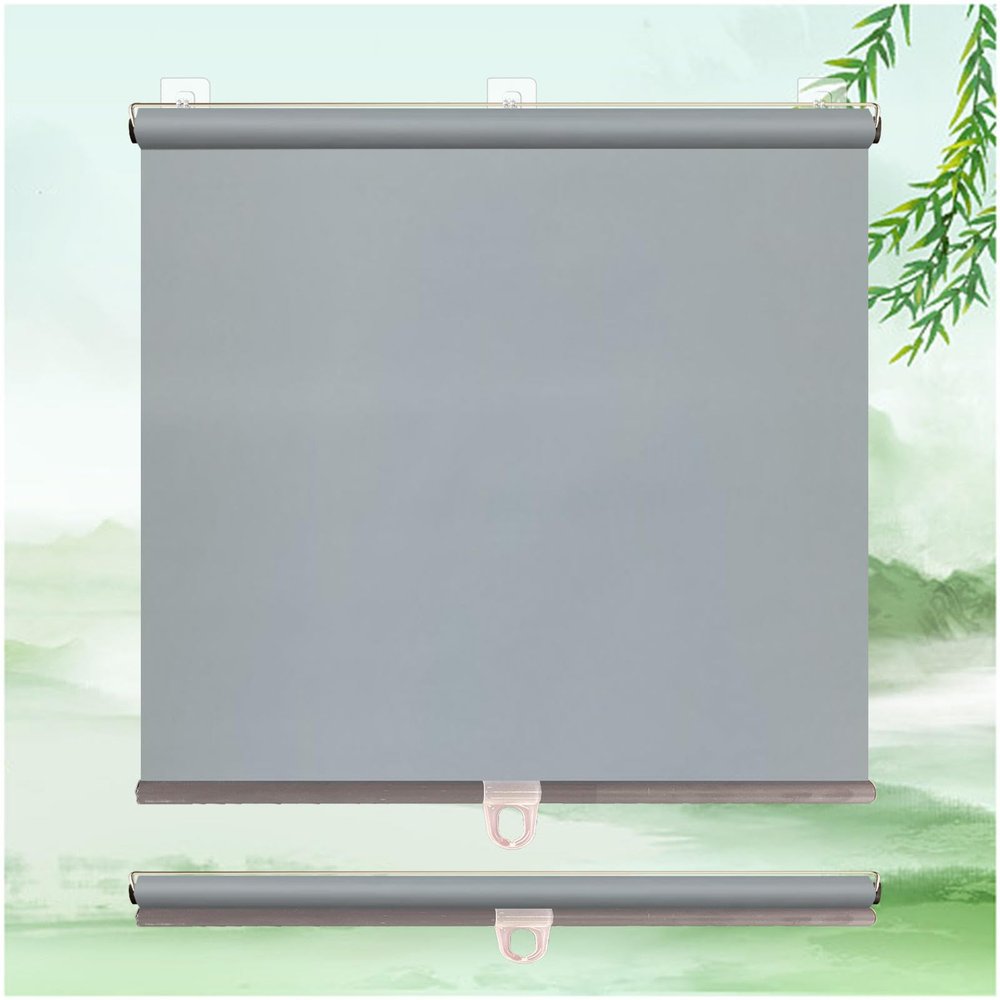 Xrdbfd No-Drill Blackout Roller Shade, Gray, 115 x 150 cm