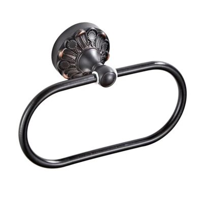 WEKONUMEX Black Round Wall-Mounted Towel Ring