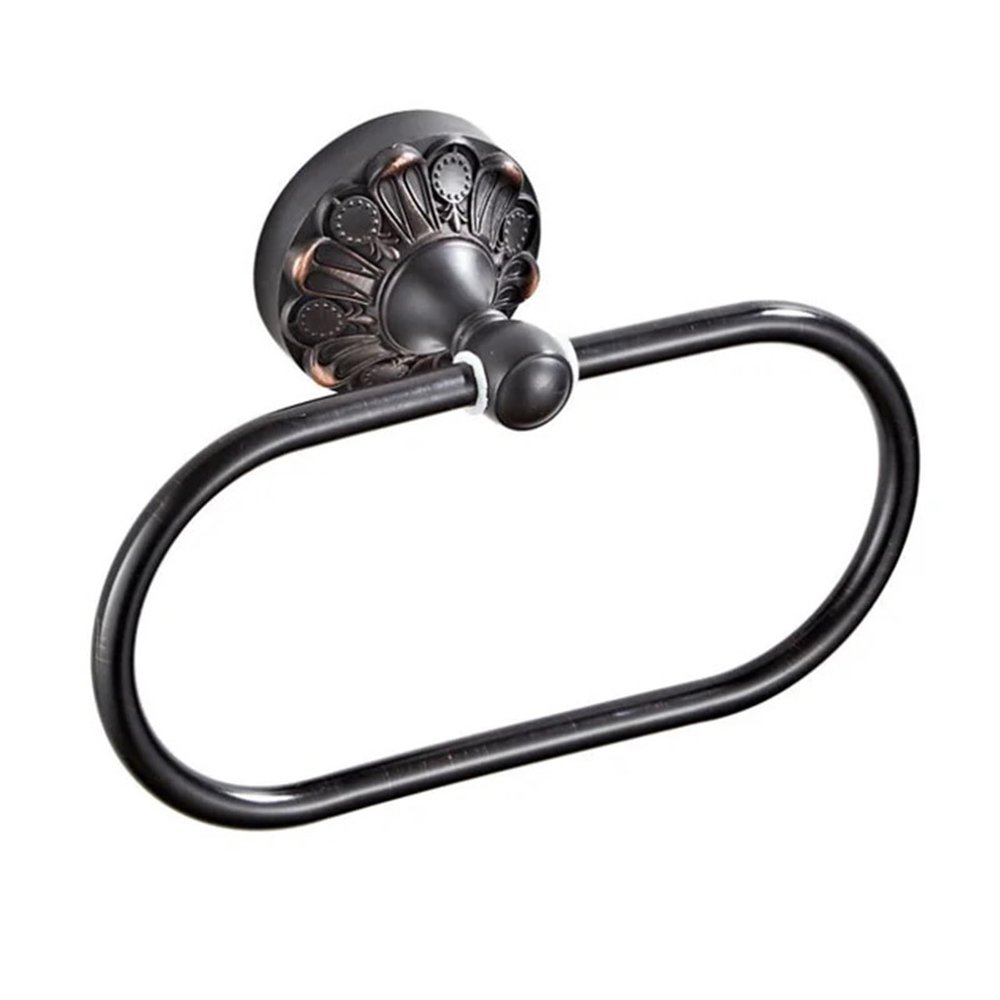WEKONUMEX Black Round Wall-Mounted Towel Ring