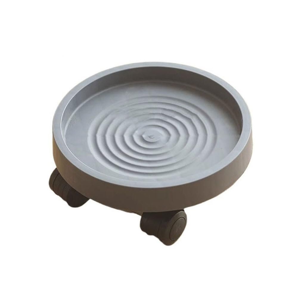 SONGYL-20249 Round Bonsai Pot Stand with Wheels, Gray, Small