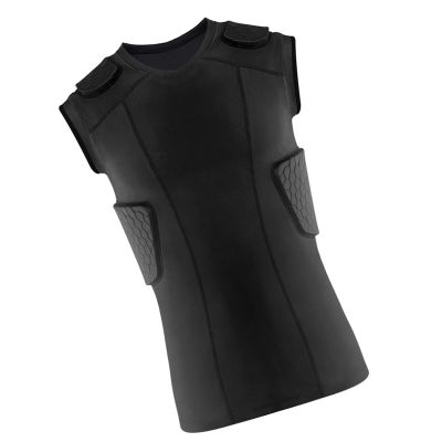 Soccer Chest Protector, Padded Rib Protection Compression Shirt with Back Protector