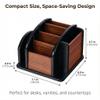 YIKATEND HX-7005D Wooden Desk Organizer with 6 Compartments, Remote Control Holder and Office Storage, Black and Brown, 45.7 x 44.5 x 37.5 cm (L x W x H) view 3