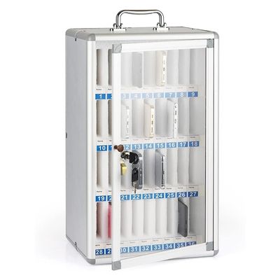 GAOAZHEN Cell Phone Locker, Aluminum Alloy, 36 Compartments, Silver