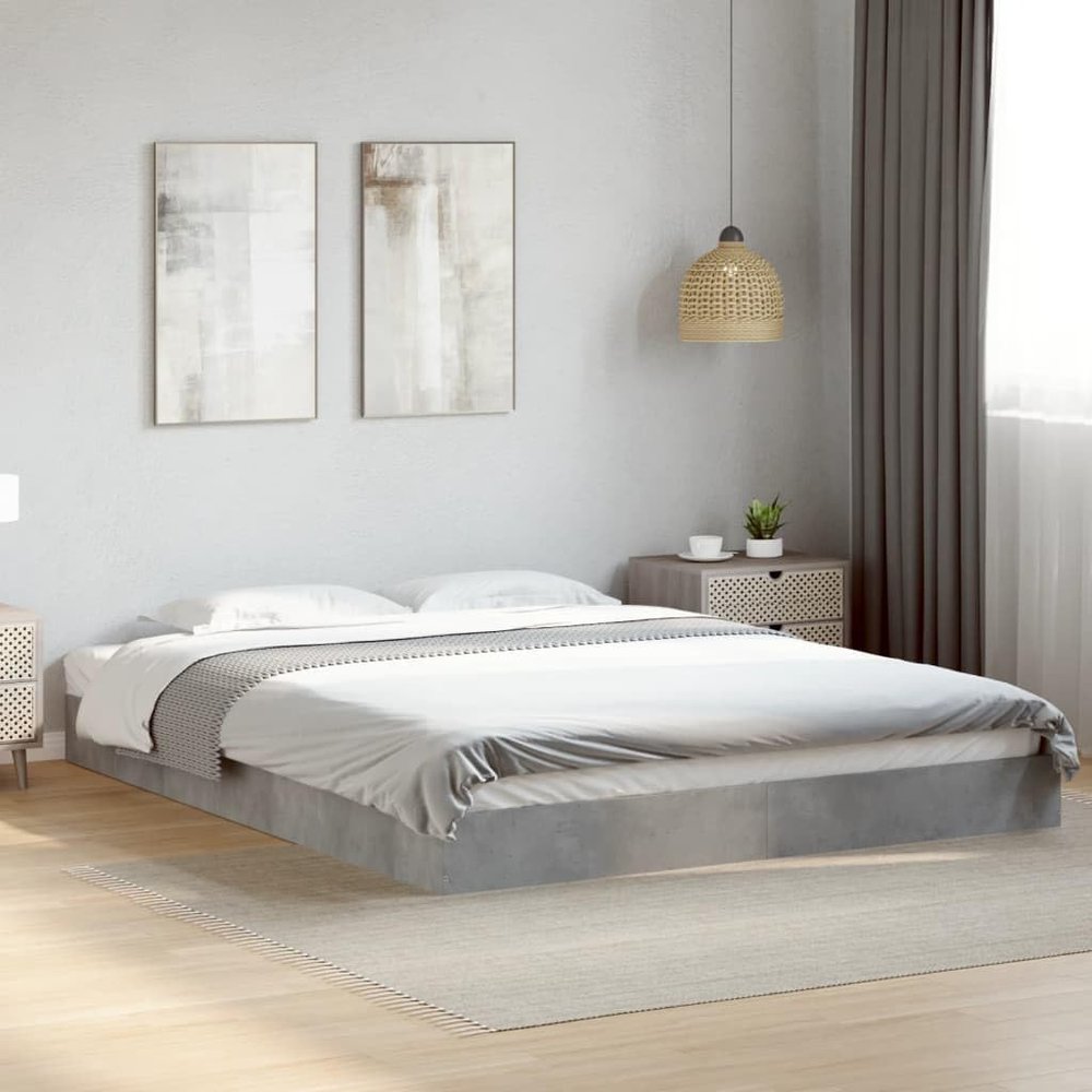 CFODOJ Home & Garden Bed Frame Without Mattress, Concrete Gray, 160 x 200 cm