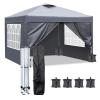 TactFire 3 x 3 m Pop-Up Folding Canopy, Waterproof, Winter-Ready, Adjustable Height, Ventilation System, Steel Frame, UPF 50+ Sun Protection, 4 Sidewalls and 4 Sandbags, Anthracite view 1