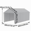 LZQ Carport Tent Garage 3 x 6 m with PE Cover, Roof Reinforcement, Removable Sidewalls and Ground Frame view 2