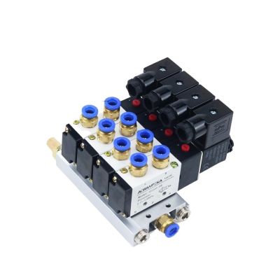 4V210-08 Solenoid Valve Manifold, 2–6-Way, 10 mm Fitting, AC 220 V