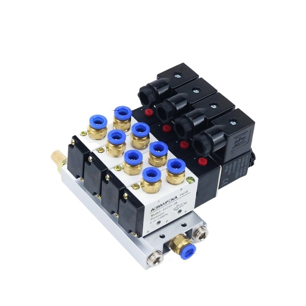 4V210-08 Solenoid Valve Manifold, 2–6-Way, 10 mm Fitting, AC 220 V