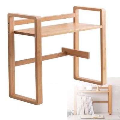 Bamboo Desk Organizer and Bookshelf, Versatile Storage Display for Dorm, Office, and Home, 76 x 19.5 x 39 cm